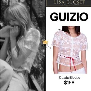 Danielle Guizio Calais Blouse in White with Red Detail